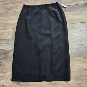 VINTAGE with tags Talbots Petites Black Lined Front Slit Column Midi Skirt 10P